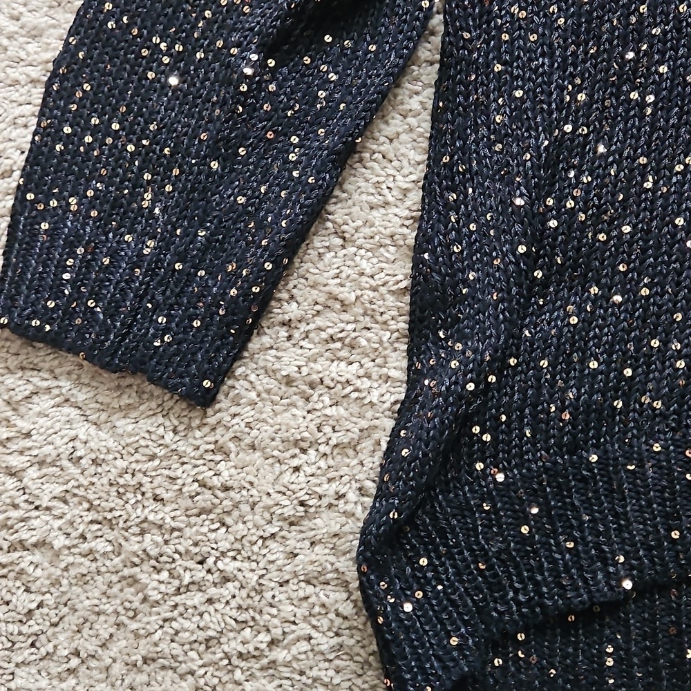 Chaps Classics Black Sweater With Sequins L, Size XL, 60% Cotton - Picture 4 of 6